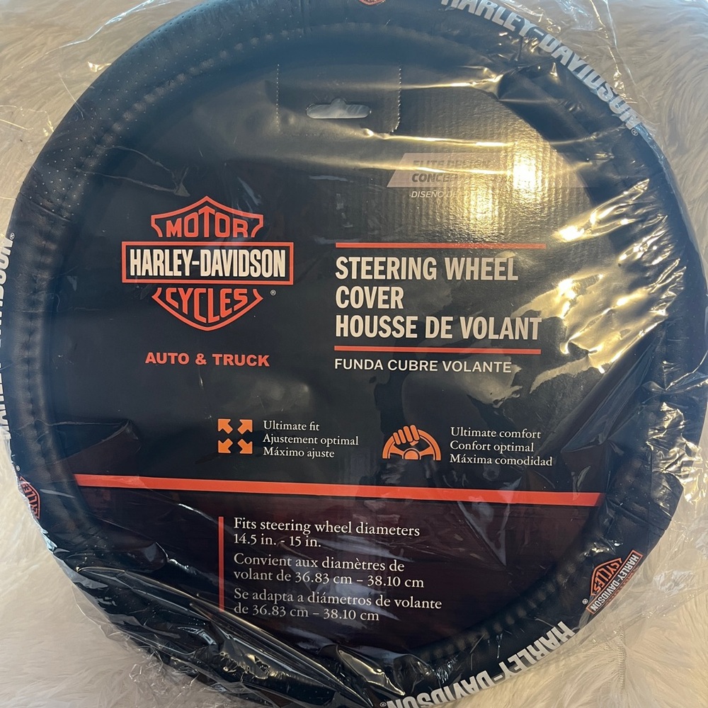 Harley-Davidson Black and Orange Logo Steering Wheel Cover